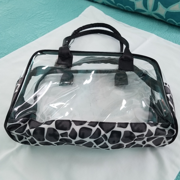 Treska clear and gray giraffe print 4 in 1 cosmetic bags NWOT - Picture 5 of 7